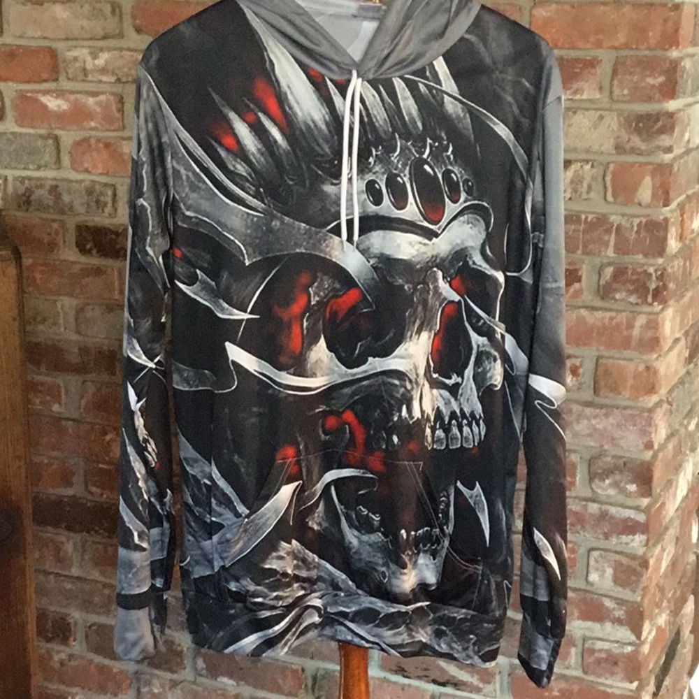 Devin Du Men2XL Pull Over 3-D Skull Hoodie